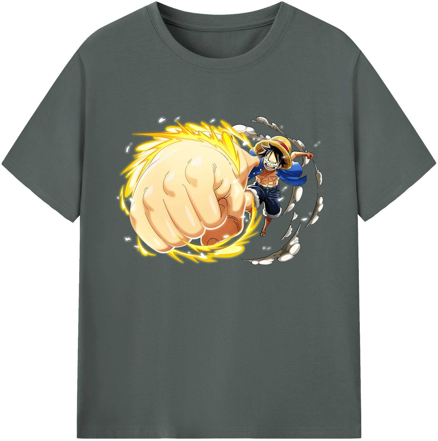ワンピース モンキー・D・ルフィ ONE PIECE Monkey D. Luffy 綿100％ メンズ半袖Tシャツ｜肌触りやわらか＆通気性